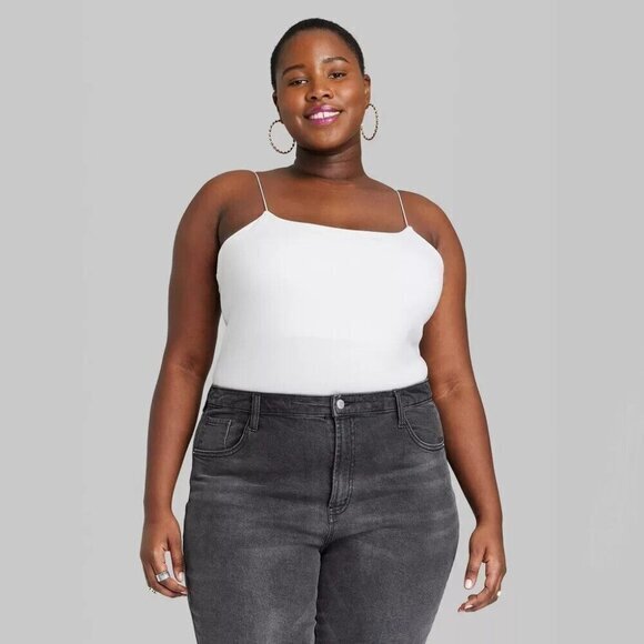 WILD FABLE Plus Size Bodysuit White Size 2X‎ Spaghetti Strap Body Suit - Picture 1 of 9